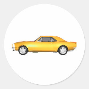 Pegatina Redonda 1967 Camaro SS: Fin amarillo: Modelo 3D:
