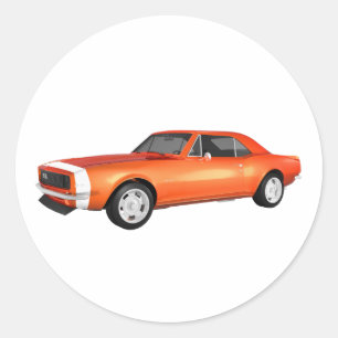 Pegatina Redonda 1967 Camaro SS: Naranja Acabado: Modelo 3D: