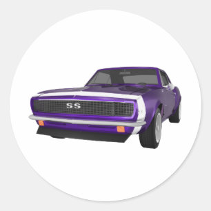 Pegatina Redonda 1967 Camaro SS: Purple Finish: 3D Model: