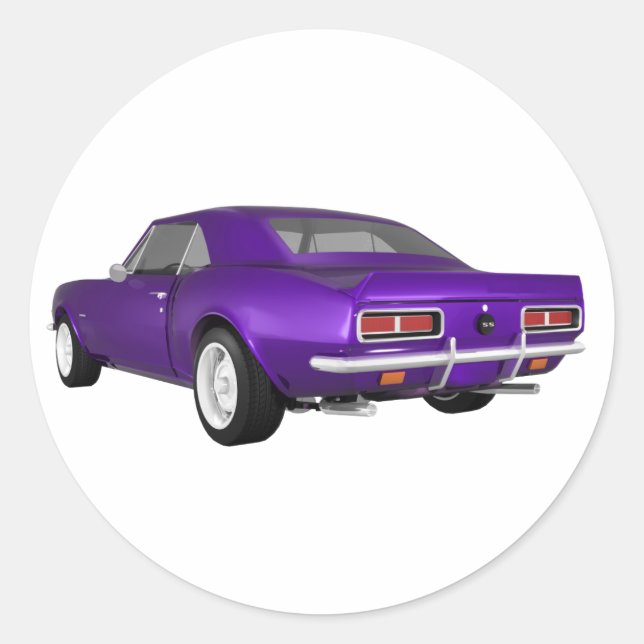 Pegatina Redonda 1967 Camaro SS: Purple Finish: 3D Model: (Anverso)