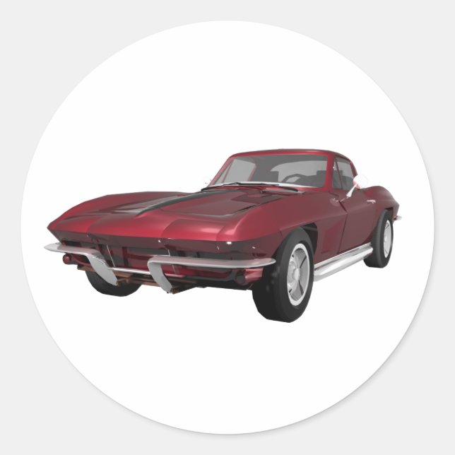 Pegatina Redonda 1967 Corvette: Coche deportivo: Candy Apple Finish (Anverso)