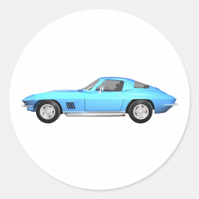 Pegatina Redonda 1967 Corvette Sports Car: Blue Finish: (Anverso)