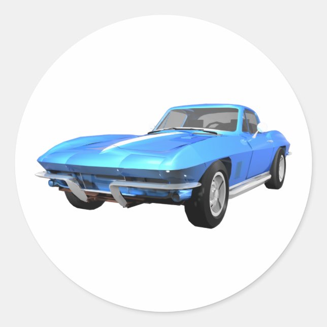 Pegatina Redonda 1967 Corvette Sports Car: Blue Finish: (Anverso)