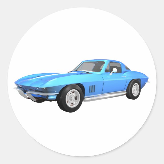 Pegatina Redonda 1967 Corvette Sports Car: Blue Finish: (Anverso)