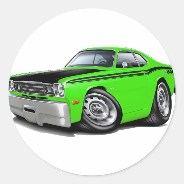 Pegatina Redonda 1970-74 Duster 340 Lime Car (Anverso)