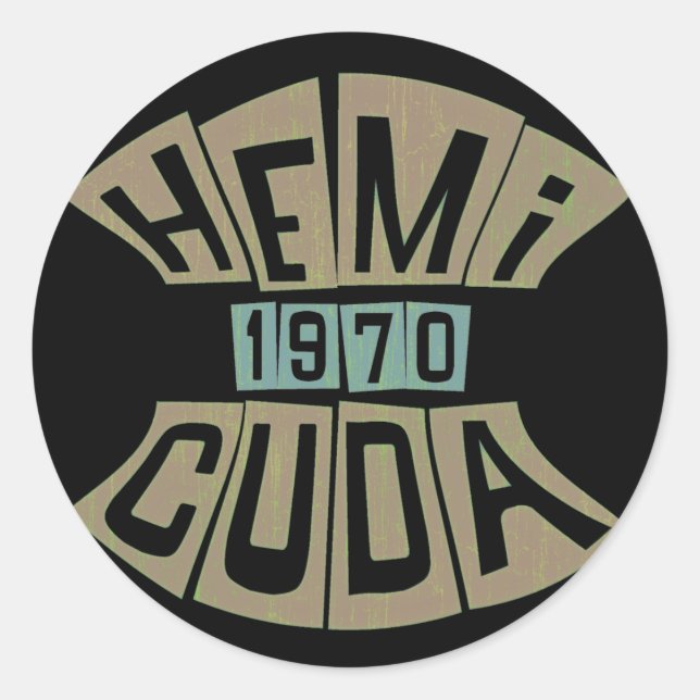 PEGATINA REDONDA 1970 HEMI CUDA (Anverso)