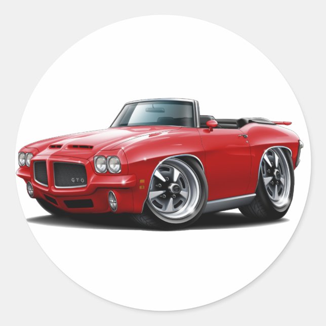 Pegatina Redonda 1971-72 GTO Red Convertible (Anverso)