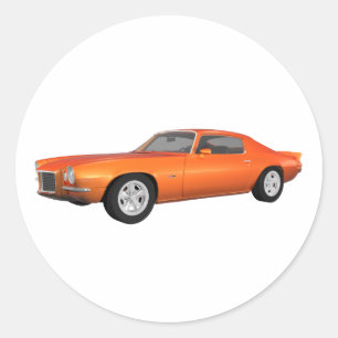 Pegatina Redonda 1972 Camaro: Autos musculares: Naranja Finalizado: