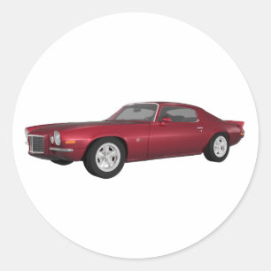 Pegatina Redonda 1972 Camaro: Muscle Car: Candy Apple Finish: