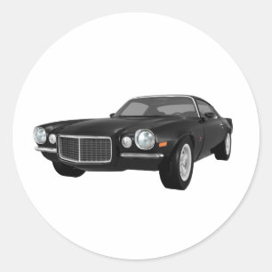 Pegatina Redonda 1972 Camaro Z28: Auto muscular: acabado negro