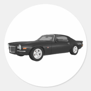 Pegatina Redonda 1972 Camaro Z28: Auto muscular: acabado negro