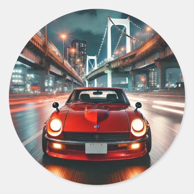 Pegatina Redonda 1972 Datsun 240Z  nissan tokyo Car japan japanese (Anverso)