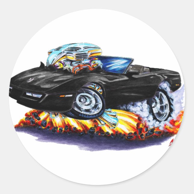 Pegatina Redonda 1984-93 Corvette Black Convertible (Anverso)