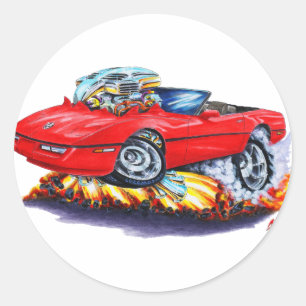 Pegatina Redonda 1984-93 Corvette Red Convertible