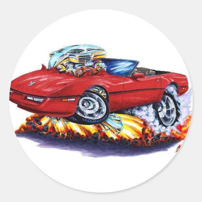 Pegatina Redonda 1984-93 Corvette Ruby Convertible (Anverso)