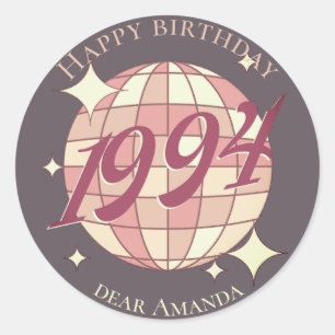 Pegatina Redonda 1994 30 cumpleaños fiesta retro verde Invitación