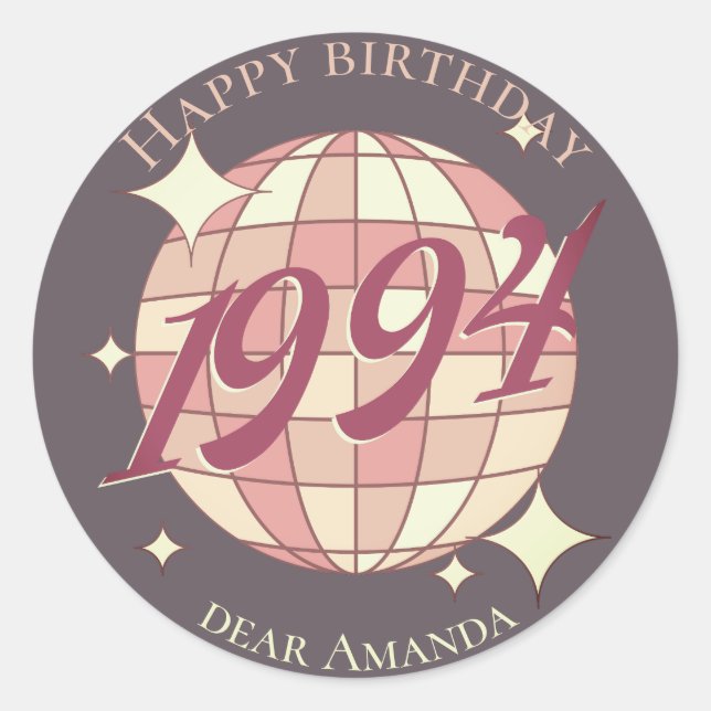 Pegatina Redonda 1994 30 cumpleaños fiesta retro verde Invitación (Anverso)