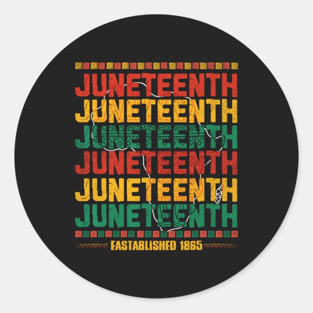 Pegatina Redonda 19.ª Historia Negra Hombres Africanos 1865 (Anverso)