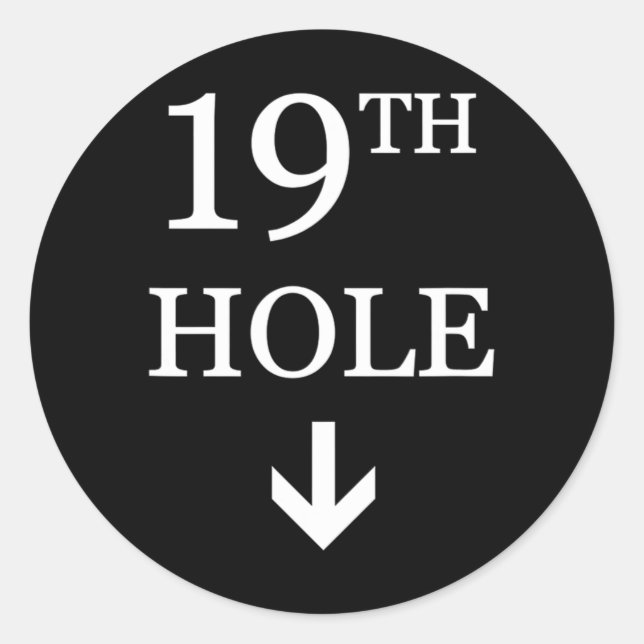 Pegatina Redonda 19.º Hole Down Arrow Golf (Anverso)