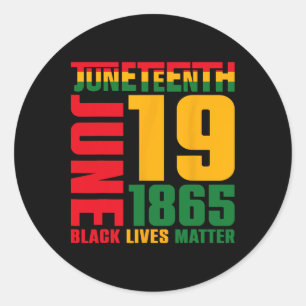 Pegatina Redonda 19 de junio de 1865 Black Freedom Day Black Li