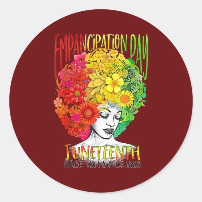 Pegatina Redonda 19 de junio Día de la Libertad para los Afroameric (Anverso)