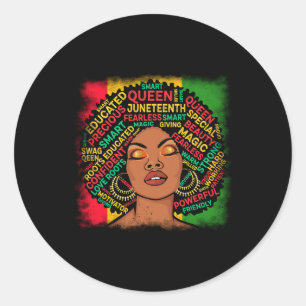 Pegatina Redonda 19 de junio Melanin Black Queen African American L