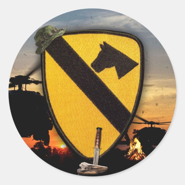 Pegatina Redonda 1.ª caballería del ejército de caballería (Anverso)