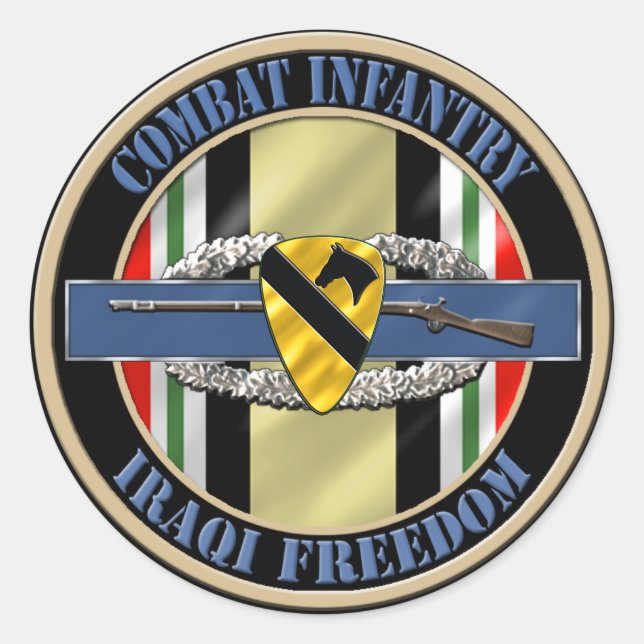 Pegatina Redonda 1.ª División de Caballería de Infantería OIF (Anverso)