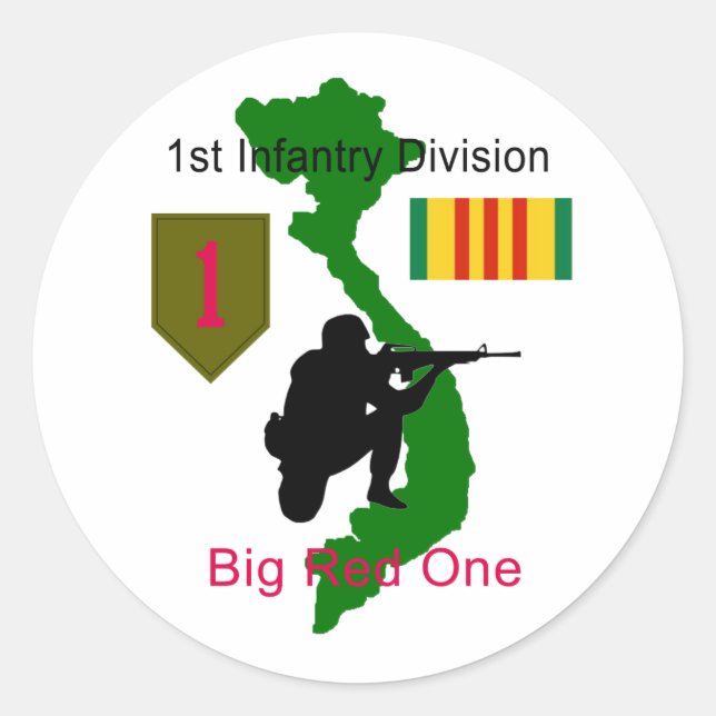 Pegatina Redonda 1.ª División de Infantería Pegatinas de Vietnam Ve (Anverso)