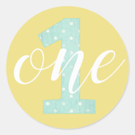 Pegatina Redonda 1.ª Fábrica de la Moneda y Punto de Polka Amarillo