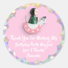 Pegatina Redonda 1.ª Favor del Cumpleaños Baby Shower Caballo de Mu