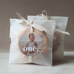 Pegatina Redonda 1.ª foto de cumpleaños - una