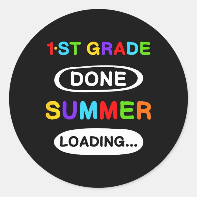 Pegatina Redonda 1.ª Graduación 1º Grado Logro de Verano (Anverso)