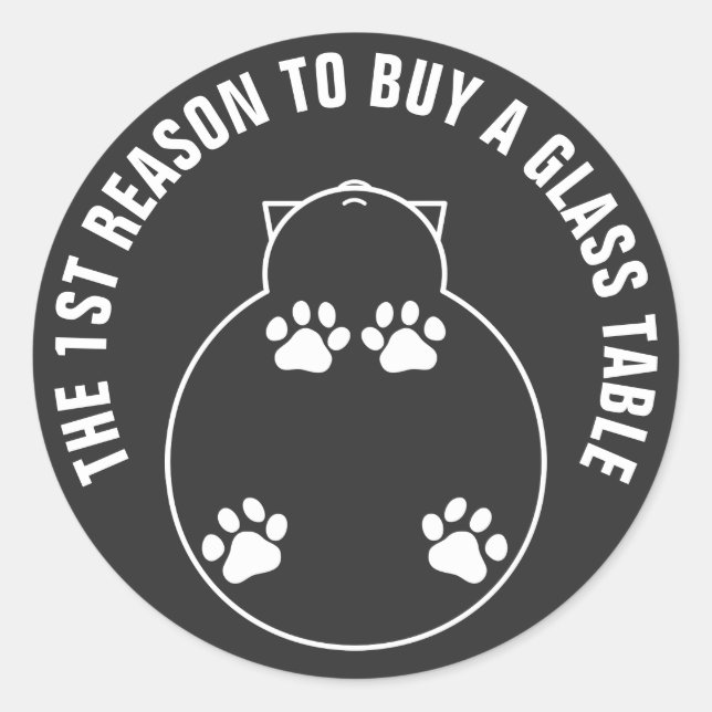 Pegatina Redonda 1.ª Razón Para Comprar Una Mesa De Vidrio (Anverso)