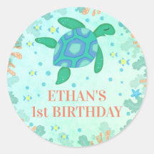 1.ª Tortuga De Cumpleaños Bajo El Fiesta Del Mar