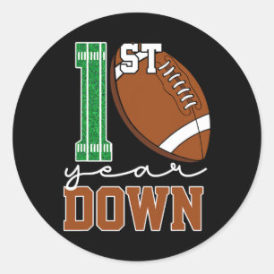 Pegatina Redonda 1.ᵉʳ Año Abajo El Amante Del Primer Cumpleaños Pa