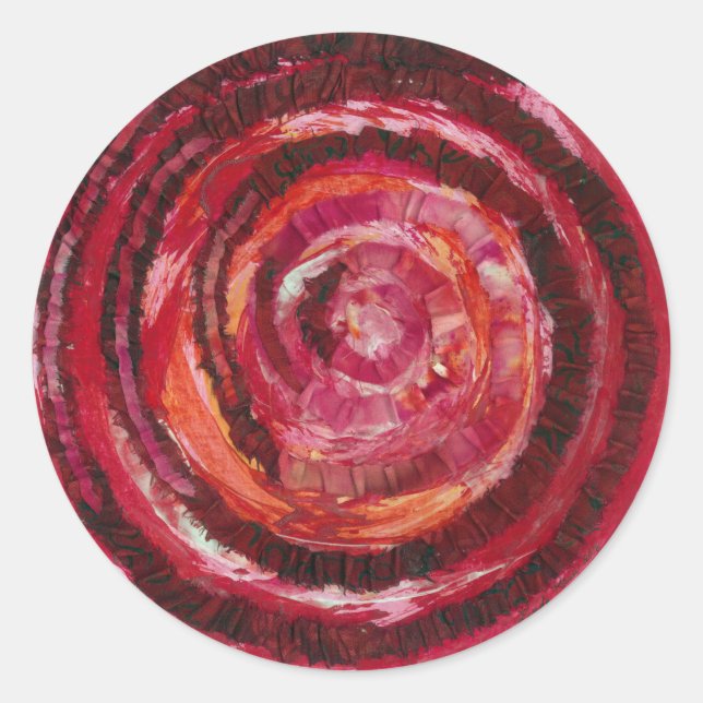Pegatina Redonda 1.ᵉʳ Chakra Red Paint-Fabric #2 (Anverso)