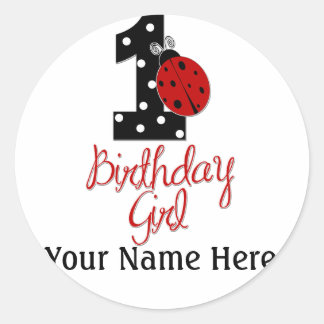 Pegatina Redonda 1.ᵉʳ Chica de cumpleaños - Lady Bug - 1 - Ladybug