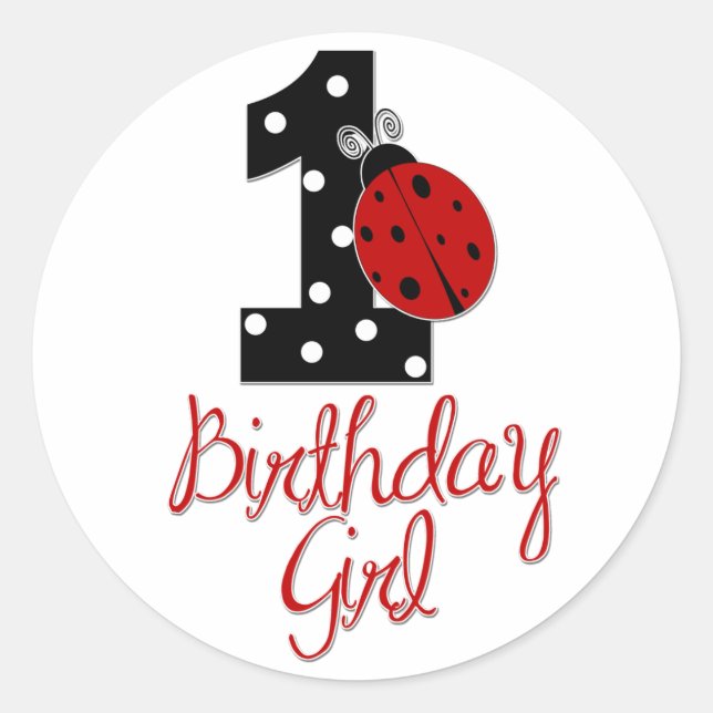 Pegatina Redonda 1.ᵉʳ Chica de cumpleaños - Lady Bug - 1 - Ladybug (Anverso)