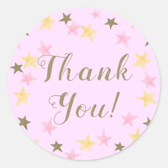 Pegatina Redonda 1.ᵉʳ Chica Rosa de Estrella Pequeña (Anverso)