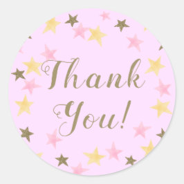 Pegatina Redonda 1.ᵉʳ Chica Rosa de Estrella Pequeña