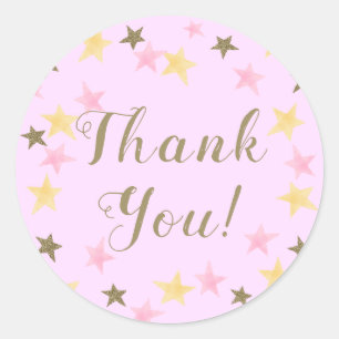 Pegatina Redonda 1.ᵉʳ Chica Rosa de Estrella Pequeña