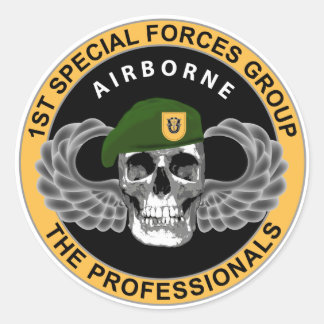 Pegatina Redonda 1.ᵉʳ Cráneo del Grupo de Fuerzas Especiales