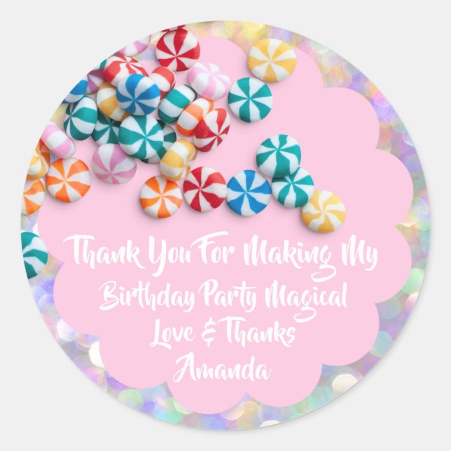 Pegatina Redonda 1.ᵉʳ cumpleaños Favor Baby Shower Pink Jelly Belly (Anverso)
