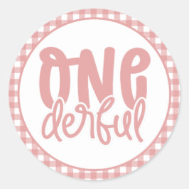 Pegatina Redonda 1.ᵉʳ Fiesta de cumpleaños Cute Pastel Rosa Maravil