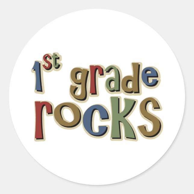 Pegatina Redonda 1.ᵉʳ Grado Rocks primero (Anverso)