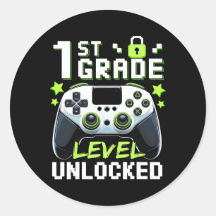 Pegatina Redonda 1.ᵉʳ Jugador De Video Desbloqueado De Grado De Vue