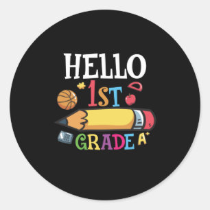 Pegatina Redonda 1.ᵉʳ Maestra Lápiz de primer grado