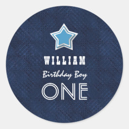 Pegatina Redonda 1.ᵉʳ Nacimiento Estrella blanca de la Marina de un