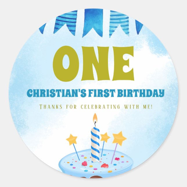 Pegatina Redonda 1.ᵉʳ Pastel de Nacimiento (Anverso)